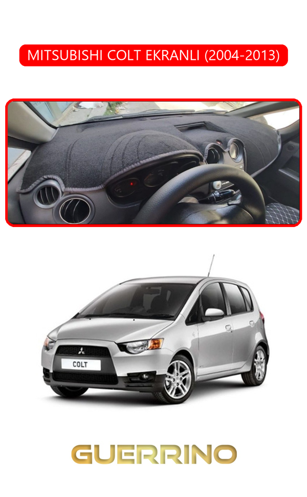 Alisevashop Mıtsubıshı Colt Ekranlı 2004-2013Torpido Koruma Halısı Kırmızı Kenar  - Image 1