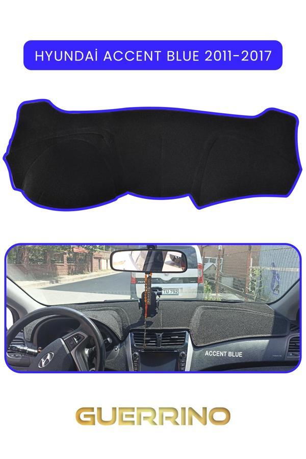 Alisevashop Hyundai Accent Blue 2011-2017Torpido Koruma Halısı Mavi Kenar  - Image 1