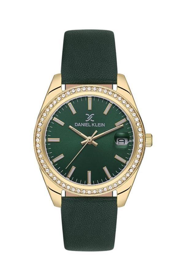 Daniel Klein Dk.1.13597-4 Deri Kordon Taşlı Tasarım Yeşil Kadın Kol Saati - Image 1