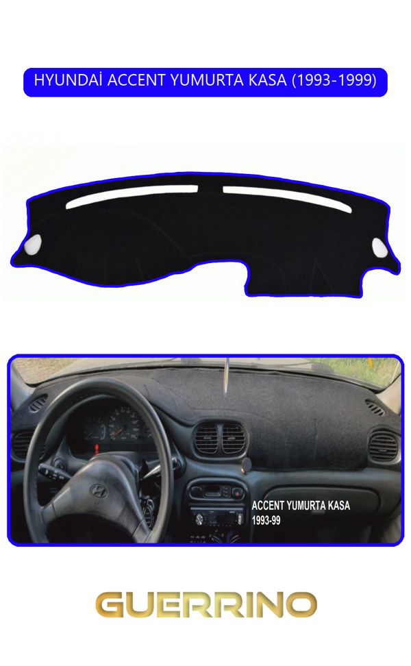 Alisevashop Hyundai Accent Yumurta Kasa 1993-1999Torpido Koruma Halısı Mavi Kenar  - Image 1