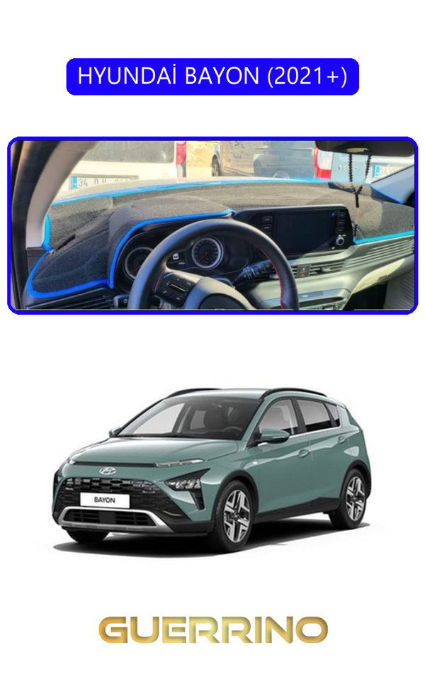 Alisevashop Hyundai Bayon 2021+Torpido Koruma Halısı Mavi Kenar  - Image 1