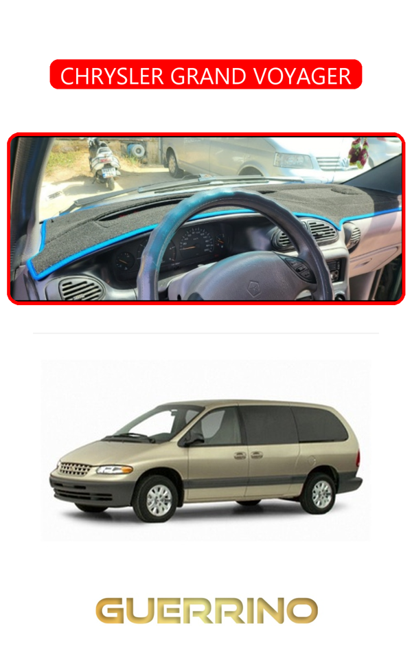 Alisevashop Chrysler Grand Voyager 2002-2006Torpido Koruma Halısı Mavi Kenar  - Image 1