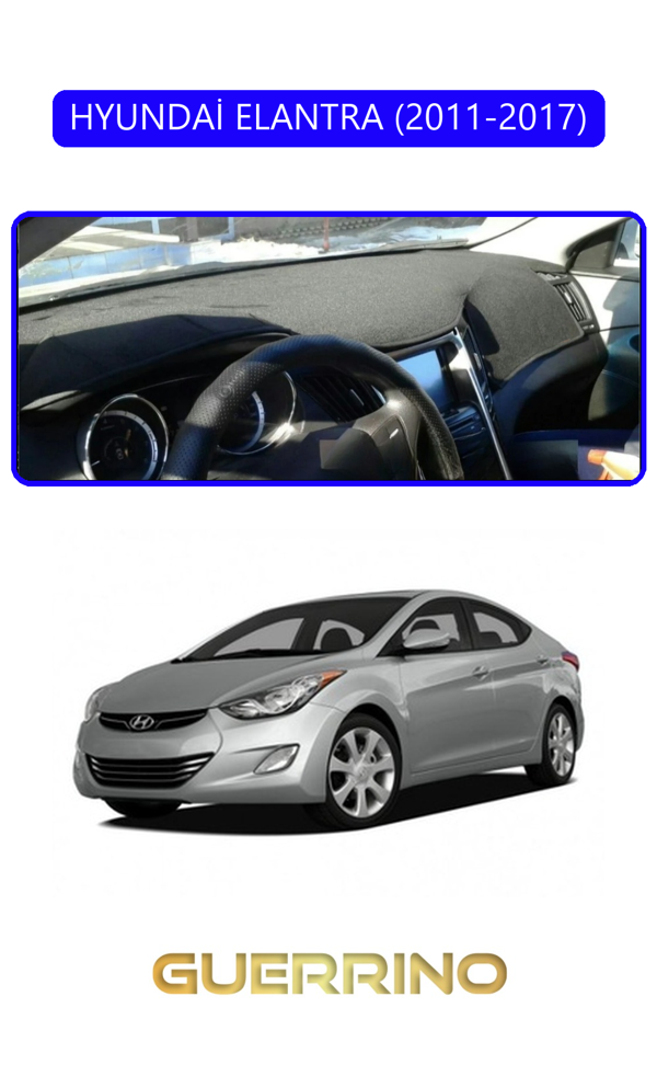 Alisevashop Hyundai Elantra 2011-2017Torpido Koruma Halısı Mavi Kenar  - Image 1
