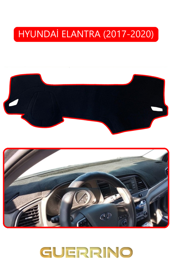 Alisevashop Hyundai Elantra 2017-2020Torpido Koruma Halısı Kırmızı Kenar  - Image 1