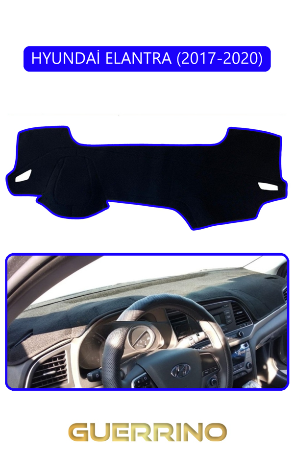 Alisevashop Hyundai Elantra 2017-2020Torpido Koruma Halısı Mavi Kenar  - Image 1