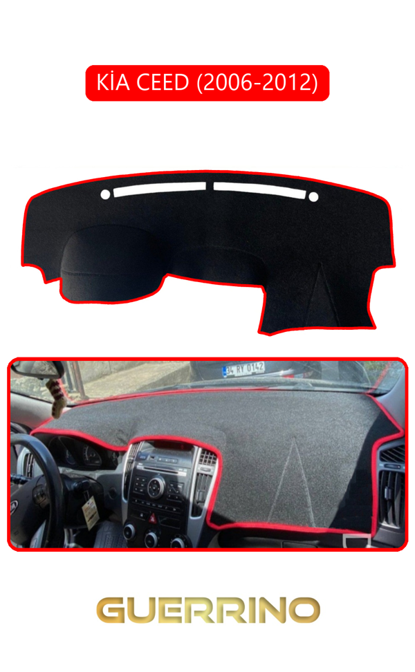 Alisevashop Kia Ceed 2006-2012Torpido Koruma Halısı Kırmızı Kenar  - Image 1