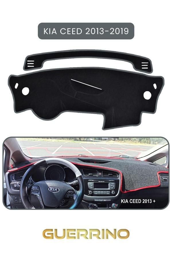 Alisevashop Kia Ceed 2013-2019Torpido Koruma Halısı Gri Kenar  - Image 1