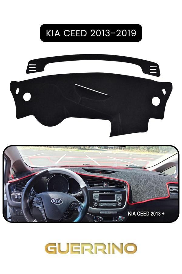 Alisevashop Kia Ceed 2013-2019Torpido Koruma Halısı Siyah Kenar  - Image 1