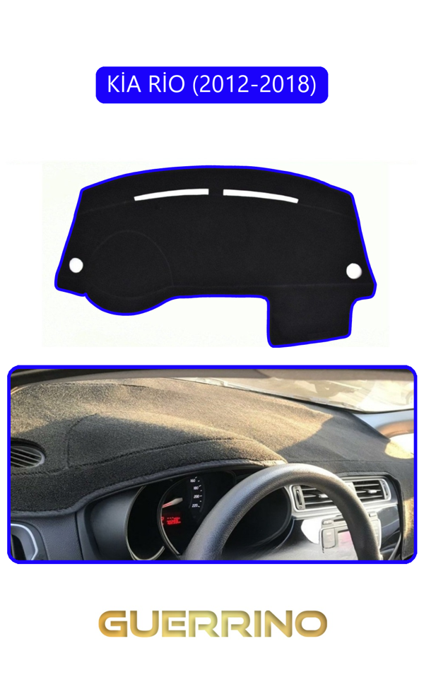 Alisevashop Kia Rio 2012-2018Torpido Koruma Halısı Mavi Kenar  - Image 1