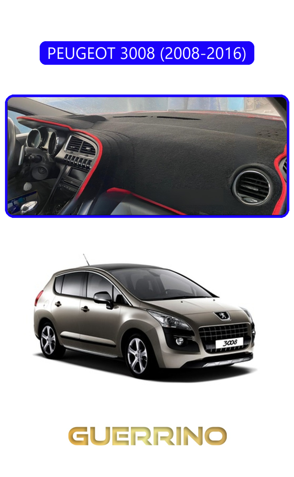 Alisevashop Peugeot 3008 (2008-2016)Torpido Koruma Halısı Mavi Kenar  - Image 1