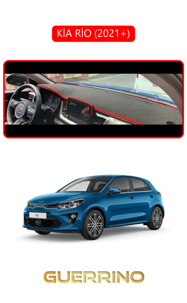 Alisevashop Kia Rio 2021+Torpido Koruma Halısı Kırmızı Kenar  - Image 1