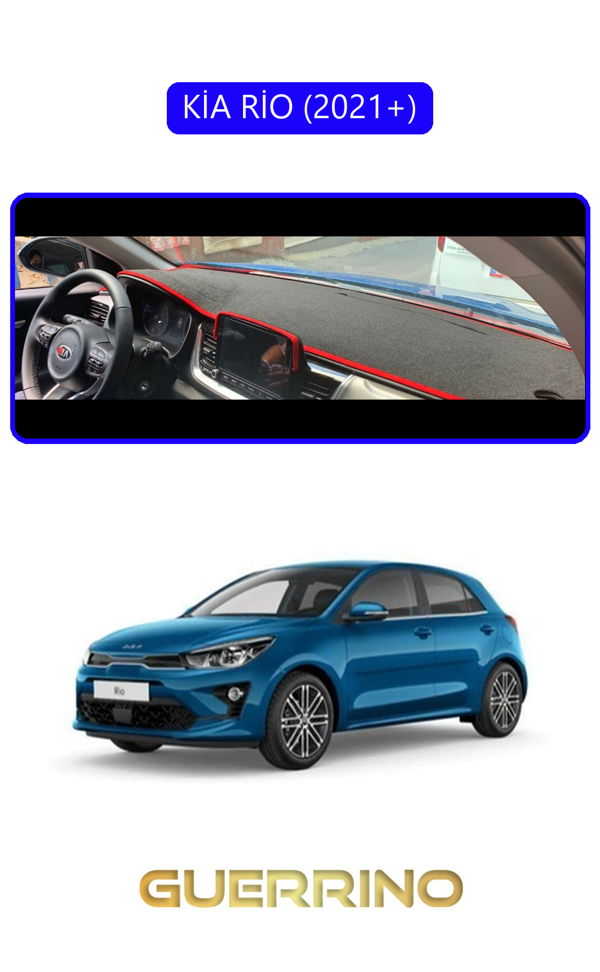 Alisevashop Kia Rio 2021+Torpido Koruma Halısı Mavi Kenar  - Image 1