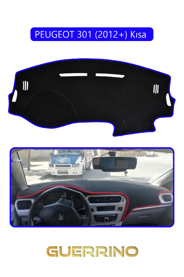 Alisevashop Peugeot 301 (2012+) Torpido Koruma Halısı Mavi Kenar  - Image 1
