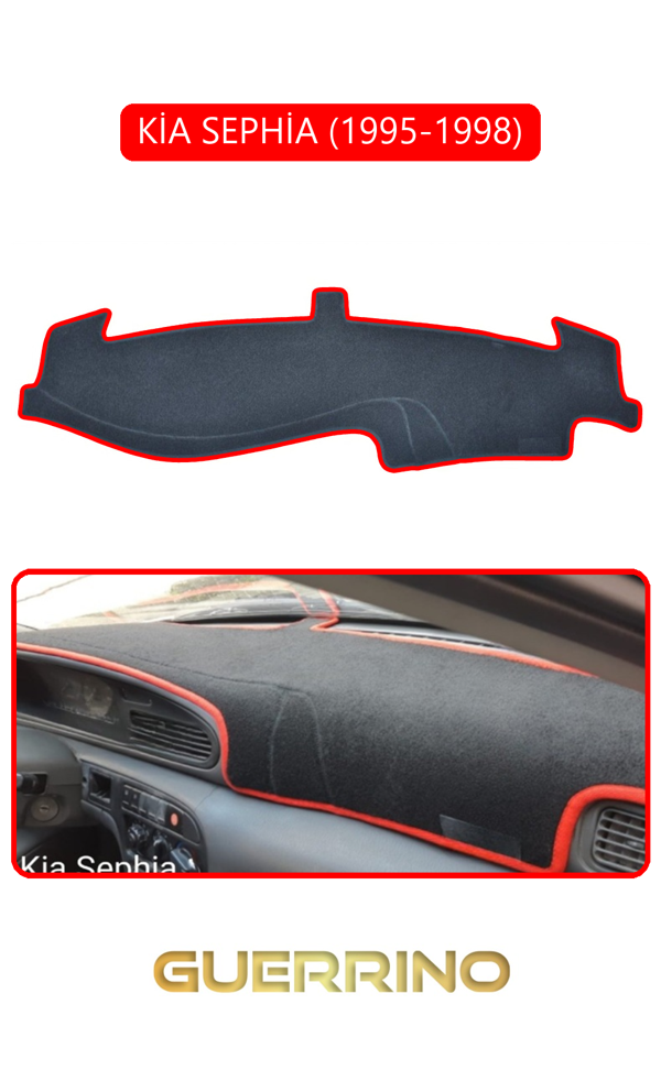 Alisevashop Kia Sephia 1995-1998Torpido Koruma Halısı Kırmızı Kenar  - Image 1