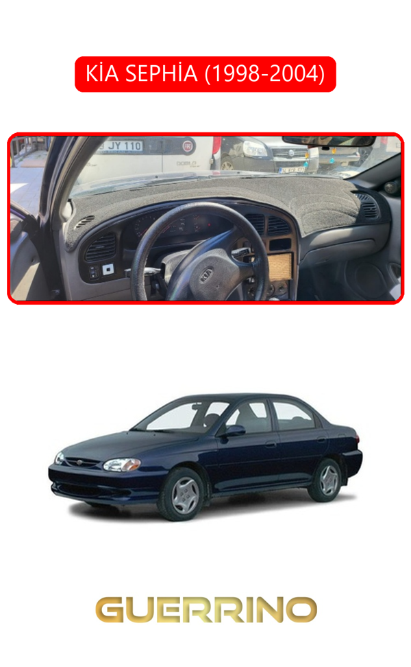Alisevashop Kia Sephia 1998-2004Torpido Koruma Halısı Kırmızı Kenar  - Image 1