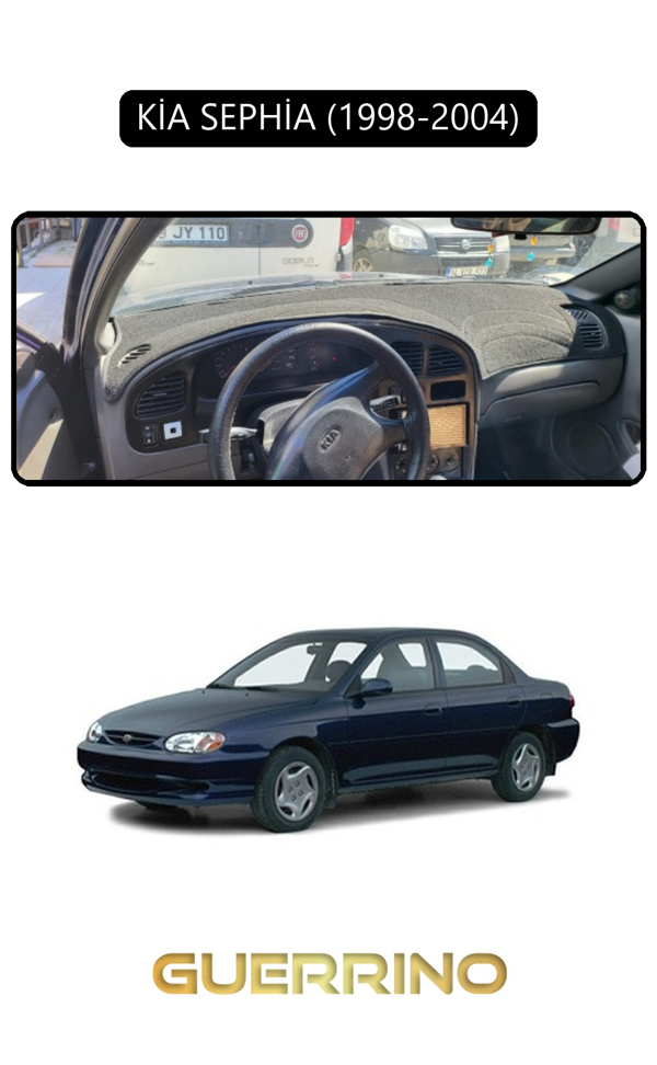 Alisevashop Kia Sephia 1998-2004Torpido Koruma Halısı Siyah Kenar  - Image 1