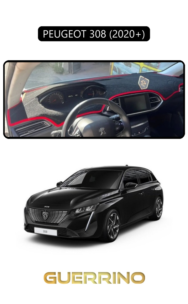 Alisevashop Peugeot 308 (2020+)Torpido Koruma Halısı Siyah Kenar  - Image 1