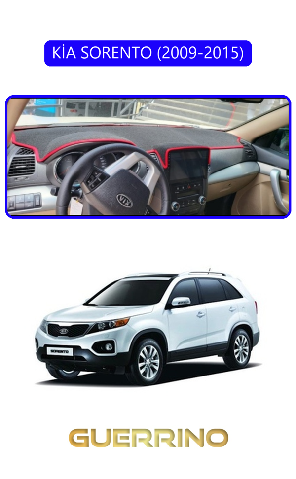 Alisevashop Kia Sorento 2009-2015Torpido Koruma Halısı Mavi Kenar  - Image 1