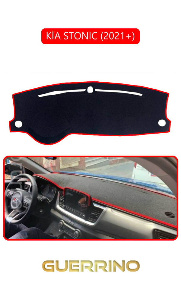 Alisevashop Kia Stonıc 2021+Torpido Koruma Halısı Kırmızı Kenar  - Image 1