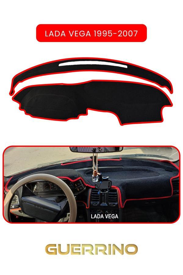 Alisevashop Lada Vega 1995-2007Torpido Koruma Halısı Kırmızı Kenar  - Image 1