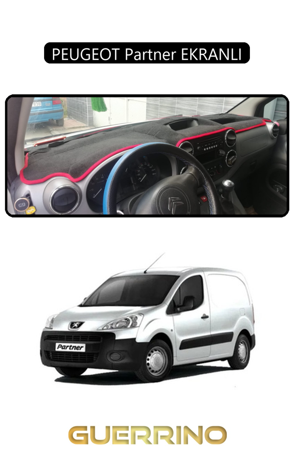 Alisevashop Peugeot Partner Ekranlıtorpido Koruma Halısı Siyah Kenar  - Image 1