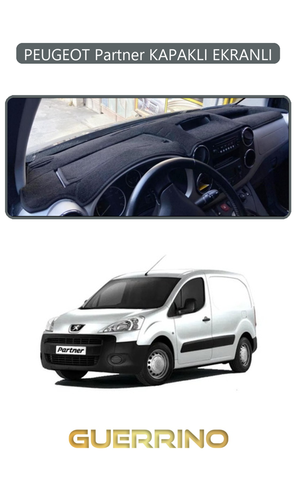 Alisevashop Peugeot Partner Kapaklı Ekranlıtorpido Koruma Halısı Gri Kenar  - Image 1