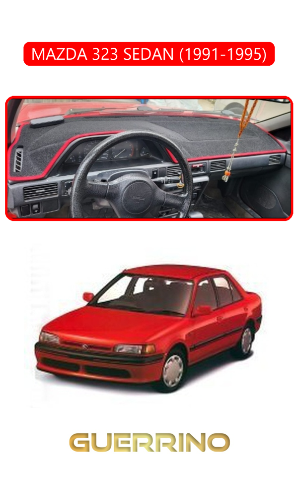 Alisevashop Mazda 323 Sedan 1991-1995Torpido Koruma Halısı Kırmızı Kenar  - Image 1