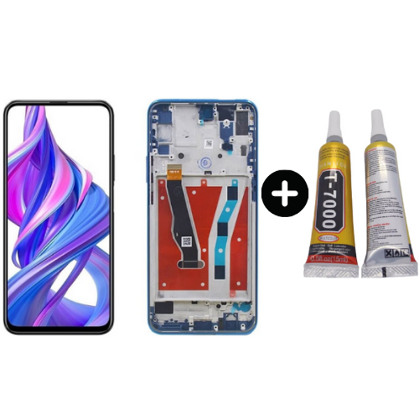 TE Huawei Y9 Prime 2019 Uyumlu Çıtalı Servis Lcd Ekran Dokunmatik Mavi + B7000 - Image 1