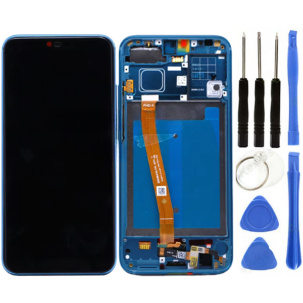 TE Huawei Honor 10 Uyumlu Çıtalı A Kalite Lcd Ekran Dokunmatik Mavi + Tamir Seti - Image 1