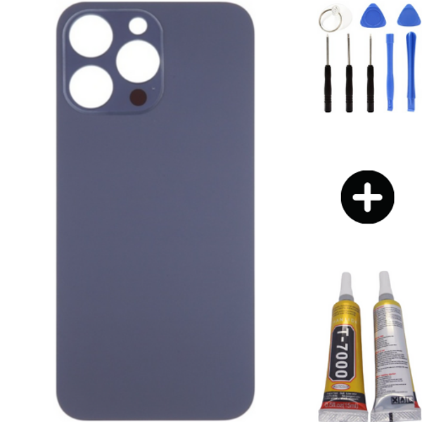  iPhone 14 Pro Max Uyumlu Arka Pil Batarya Kapak Mor + Montaj Seti - Image 1