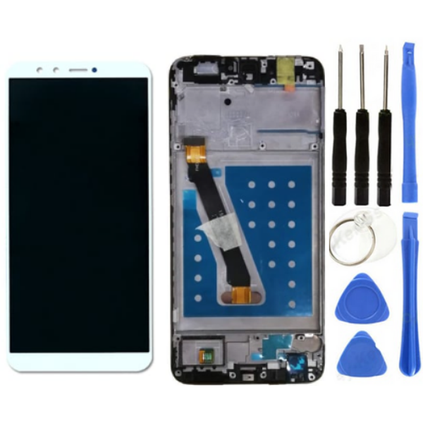 TE Huawei P Smart 2018 Uyumlu Çıtalı Lcd Ekran Dokunmatik Beyaz + Tamir Seti - Image 1