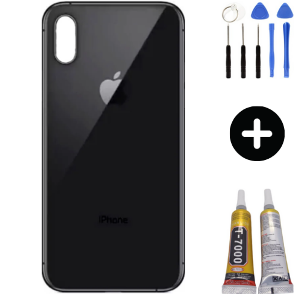  iPhone XS Uyumlu Arka Pil Batarya Kapak Siyah + Montaj Seti - Image 1