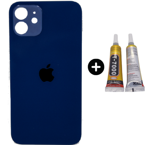  iPhone 12 Uyumlu Arka Pil Batarya Kapak Mavi + B7000 - Image 1
