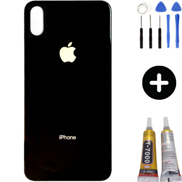  iPhone X Uyumlu Arka Pil Batarya Kapak Siyah + Montaj Seti      - Image 1