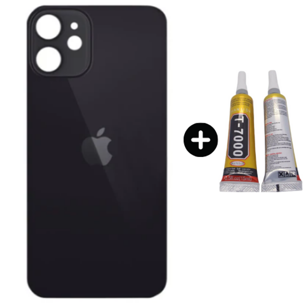  iPhone 12 Mini Uyumlu Arka Pil Batarya Kapak Siyah + B7000 - Image 1