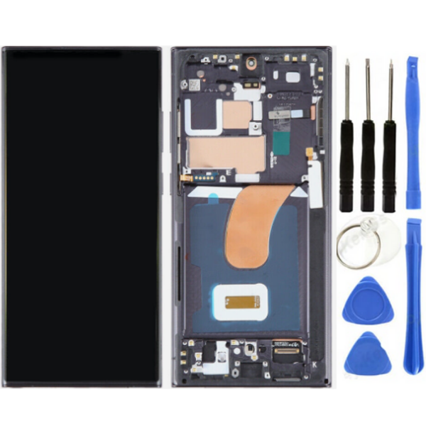 TE Samsung S23 Ultra S918 Uyumlu Çıtalı Servis Lcd Ekran Siyah   - Image 1