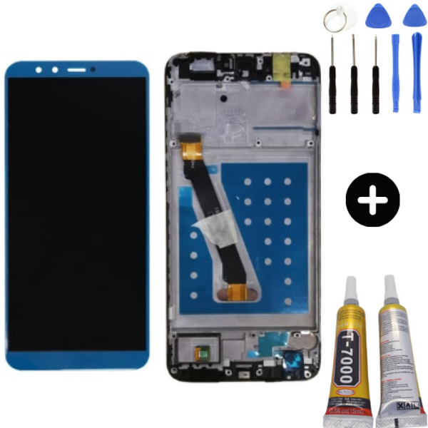 TE Huawei P Smart 2018 Uyumlu Çıtalı Lcd Ekran Dokunmatik Mavi + Montaj Seti - Image 1