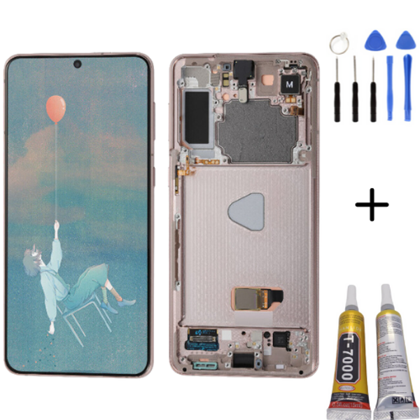 TE Samsung S21 Plus 5G G996 Uyumlu Çıtalı OLED Lcd Ekran Gold - Image 1