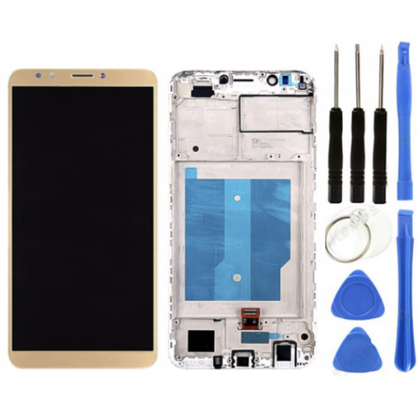 TE Huawei Y7 2018 Uyumlu Çıtalı A Kalite Lcd Ekran Dokunmatik Gold + Tamir Seti - Image 1
