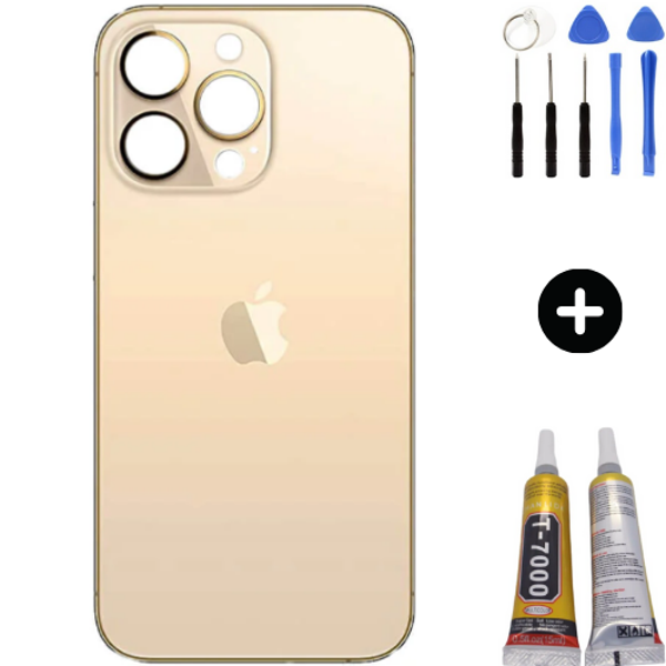  iPhone 13 Pro Max Uyumlu Arka Pil Batarya Kapak Gold + Montaj Seti - Image 1