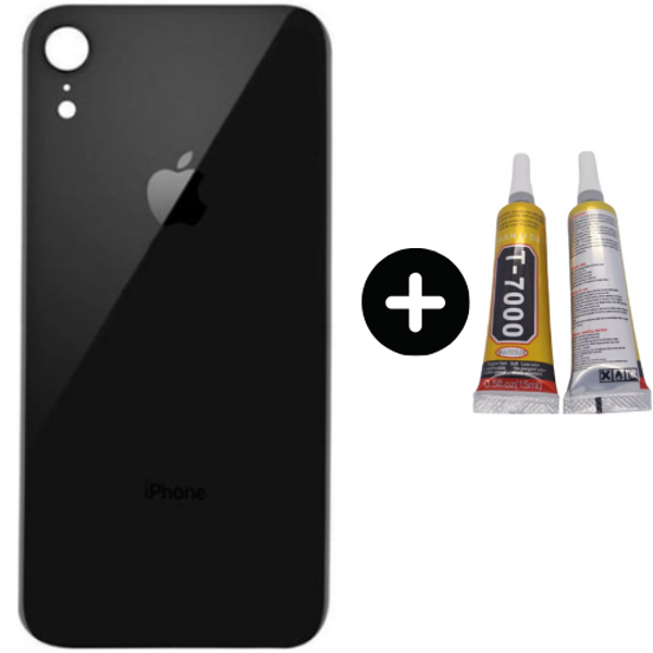  iPhone XR Uyumlu Arka Pil Batarya Kapak Siyah + B7000 - Image 1