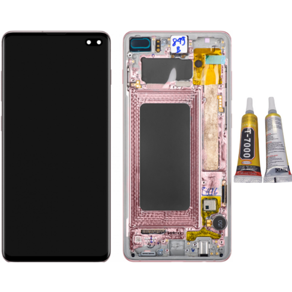 TE Samsung S10 Plus G975 Uyumlu Çıtalı Lcd Ekran Gold + B7000 - Image 1
