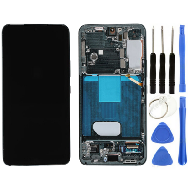 TE Samsung S22 S901 Uyumlu Çıtalı Lcd Ekran Yeşil + Tamir Seti - Image 1