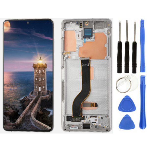 TE Samsung S20 Plus G985 Uyumlu Çıtalı Lcd Ekran Beyaz +Tamir Seti - Image 1