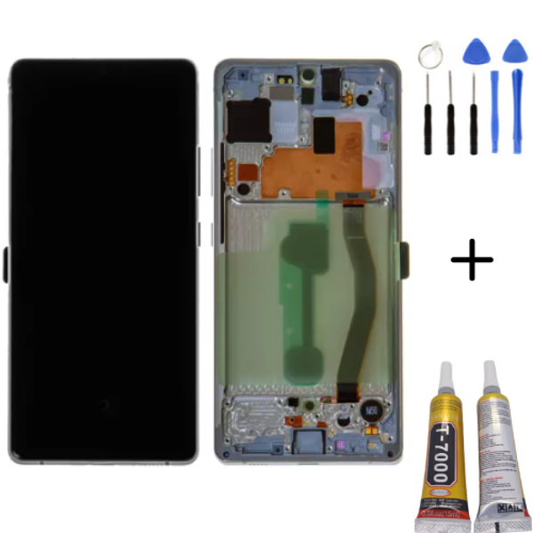 TE Samsung S10 Lite G770F Uyumlu Çıtalı Lcd Ekran Servis Beyaz - Image 1