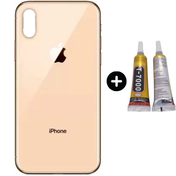  iPhone XS Uyumlu Arka Pil Batarya Kapak Gold + B7000 - Image 1