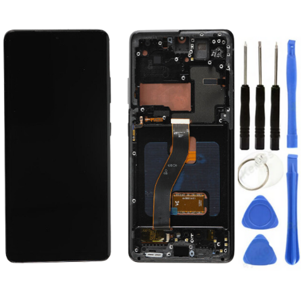 TE Samsung S21 Ultra 5G G998 Uyumlu Çıtalı A Kalite Lcd Ekran Siyah  - Image 1