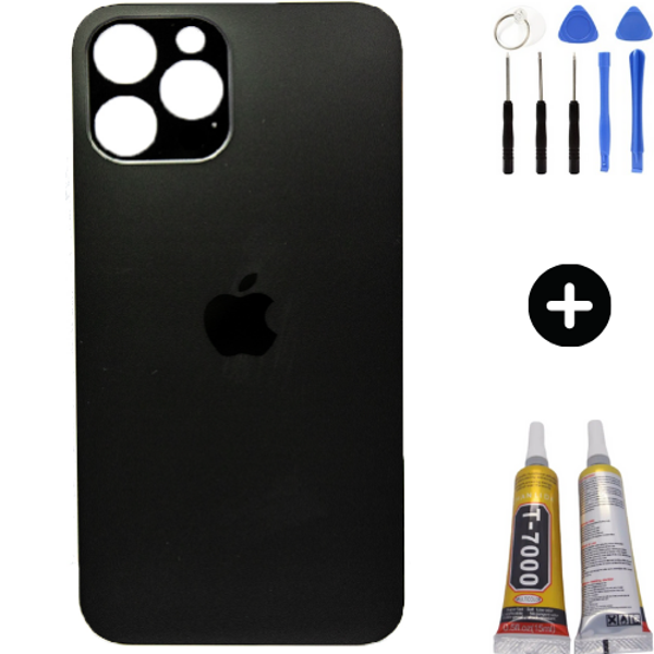  iPhone 12 Pro Max Uyumlu Arka Pil Batarya Kapak Siyah + Toz Bandı - Image 1