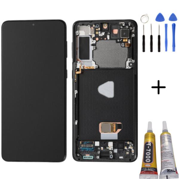 TE Samsung S21 Plus 5G G996 Uyumlu Çıtalı Lcd Ekran Siyah Full Set - Image 1