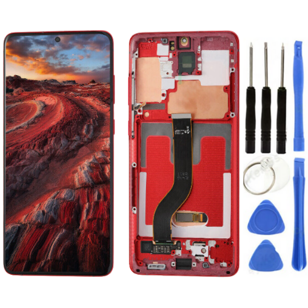 TE Samsung S20 Plus G986 Uyumlu Çıtalı Lcd Ekran Servis Kırmızı - Image 1